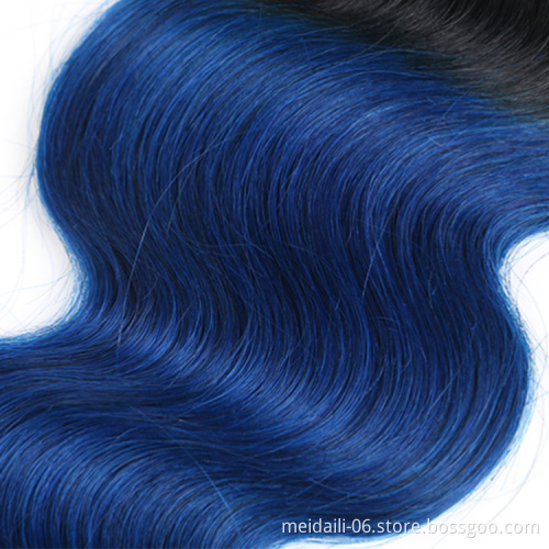 factory price 8a grade virgin brazilian hair 1b blue ombre body wave human hair bundles